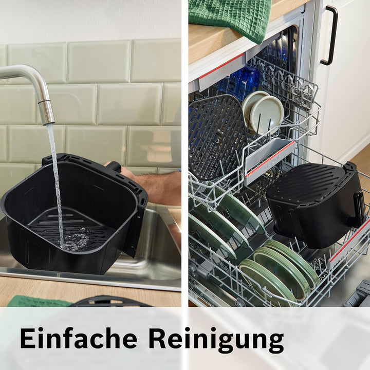 Bosch Heissluftfritteuse Serie 4, XL Air Fryer, schwarz, 6,1 L Fassungsvermögen, 7 Voreinstellungen,