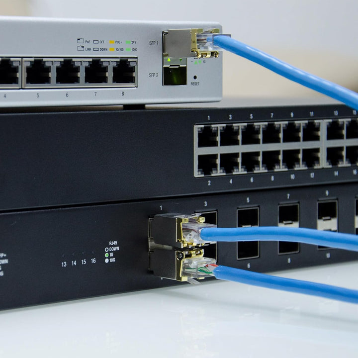 6COMGIGA 10GBase-T SFP+ Transceiver, 10G SFP+ zu RJ45 Kupfermodul, CAT.6a/7, bis zu 30 Meter, kompat