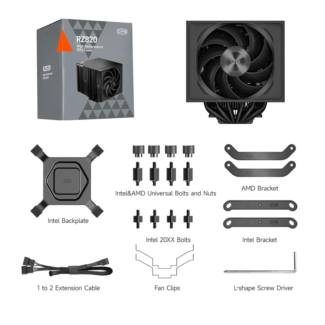 PCCOOLER CPS RZ820 CPU Kühler, 290W Dual Tower CPU-Luftkühler, 8 Heatpipes CPU Kühlung mit drei Modi