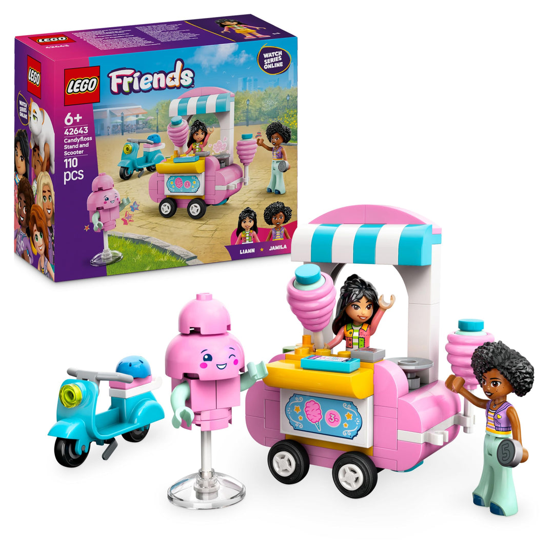 LEGO Friends Zuckerwattestand, Spielset für kreative Rollenspiele mit 2 Minifiguren, fahrbarem Stand