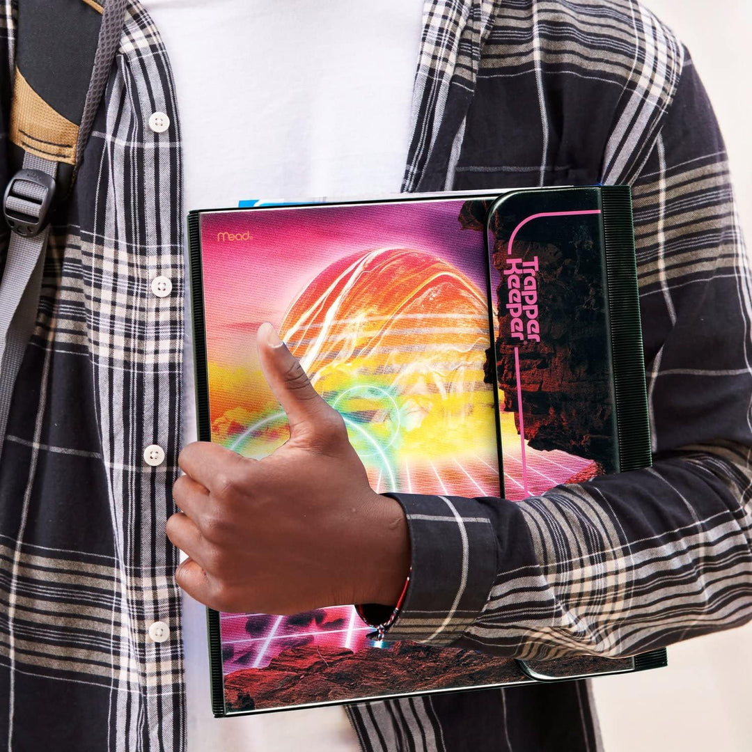 Trapper Keeper Binder, Retro-Design, 2,5 cm Binder inklusive 2 Ordner und extra Tasche, Metallringe