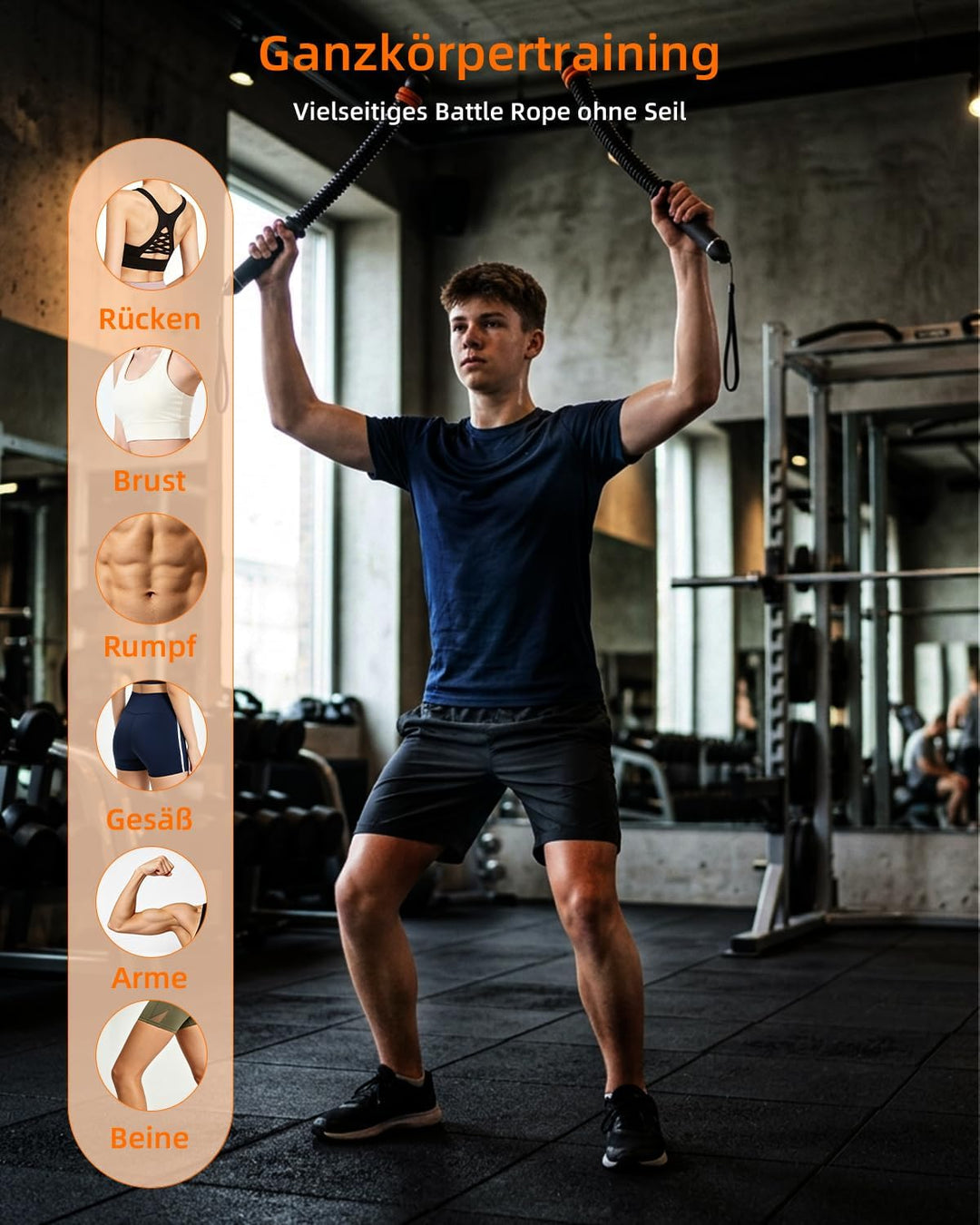 Battle Ropes, robuste, seillose Battle Ropes für Fitnessstudio und Zuhause | Gewichtete Trainingssei