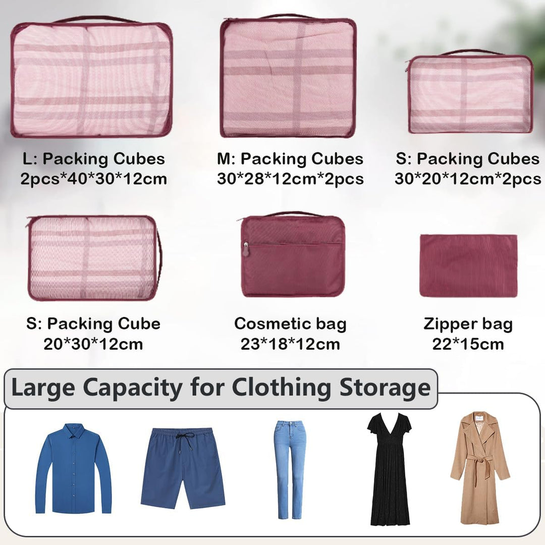 Grosse Koffer Organizer Set 12-teilig, Wasserdichte Packwürfel, Travel Organizer zum Gepäckpacken, F