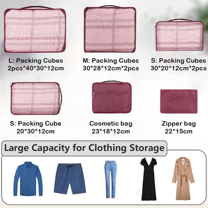 Grosse Koffer Organizer Set 12-teilig, Wasserdichte Packwürfel, Travel Organizer zum Gepäckpacken, F