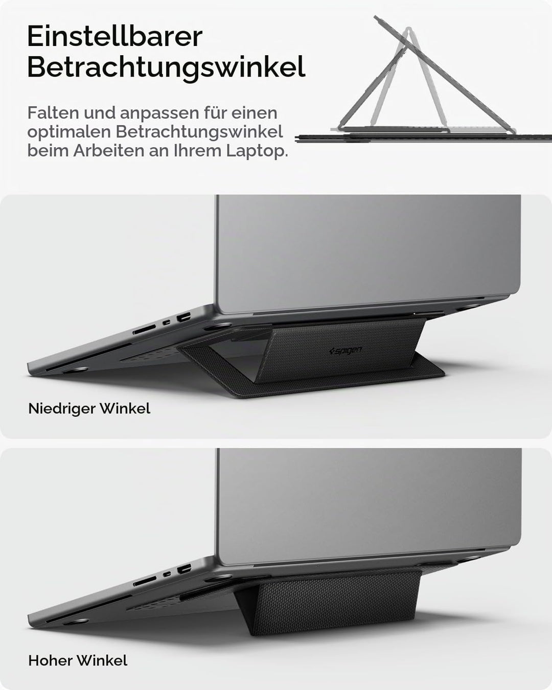 Spigen Slim Fold Laptop Ständer Höhenverstellbar, Selbstklebender Laptopständer, Faltbar und rutschf