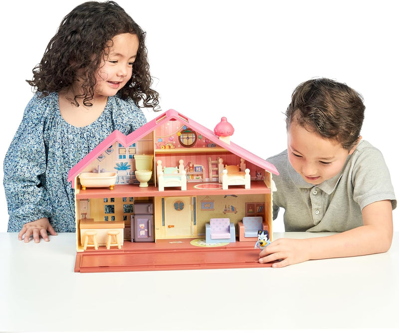 Bluey Familienhaus-Spielset inklusive 6 cm Bluey-Figur - offizieller Bluey-Sammelartikel Einzelbett
