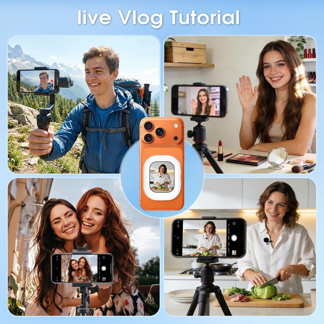Handy Selfie Monitor für iPhone & Android, 2,01" Smartphone Rückkamera Magnetisch Vlog Bildschirm mi