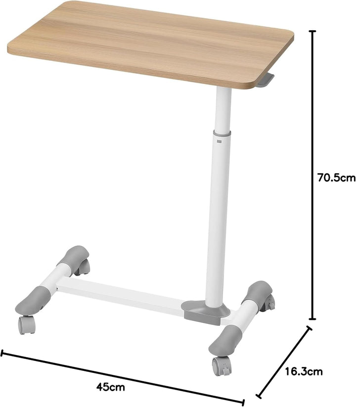 ETHU Betttisch auf Verriegelbaren Rollen Ergonomischer Mobiler Pflegetisch Höhenverstellbarer Laptop