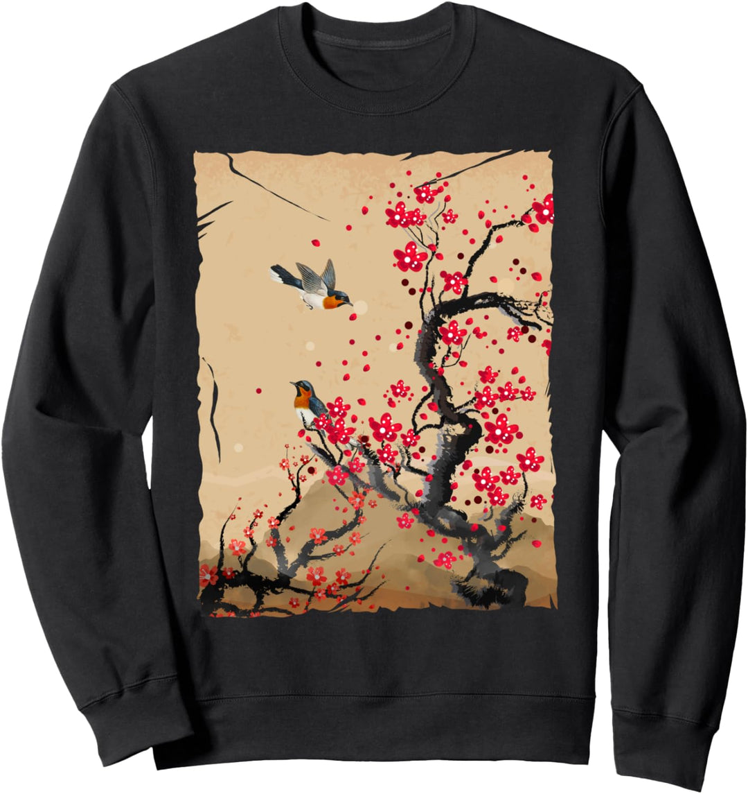 Japanische Kunst Woodblock Vintage Cheery Blossom Sweatshirt