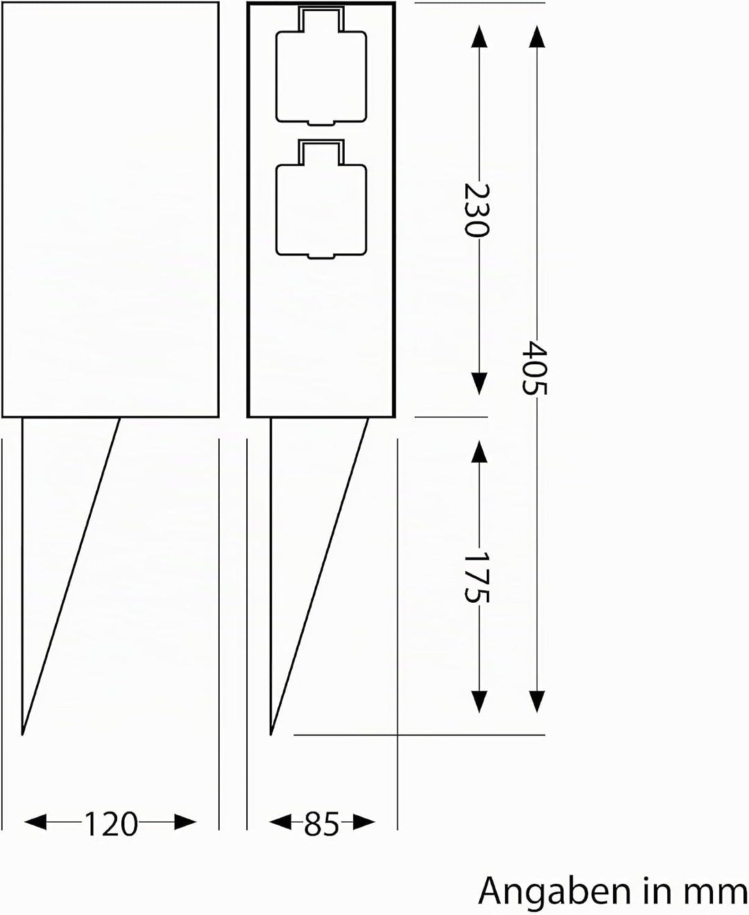ledscom.de 2X Garten-Steckdosensäule POMI mit Erdspiess für aussen, IP44, Timer/Zeitschaltuhr, 2-Fac