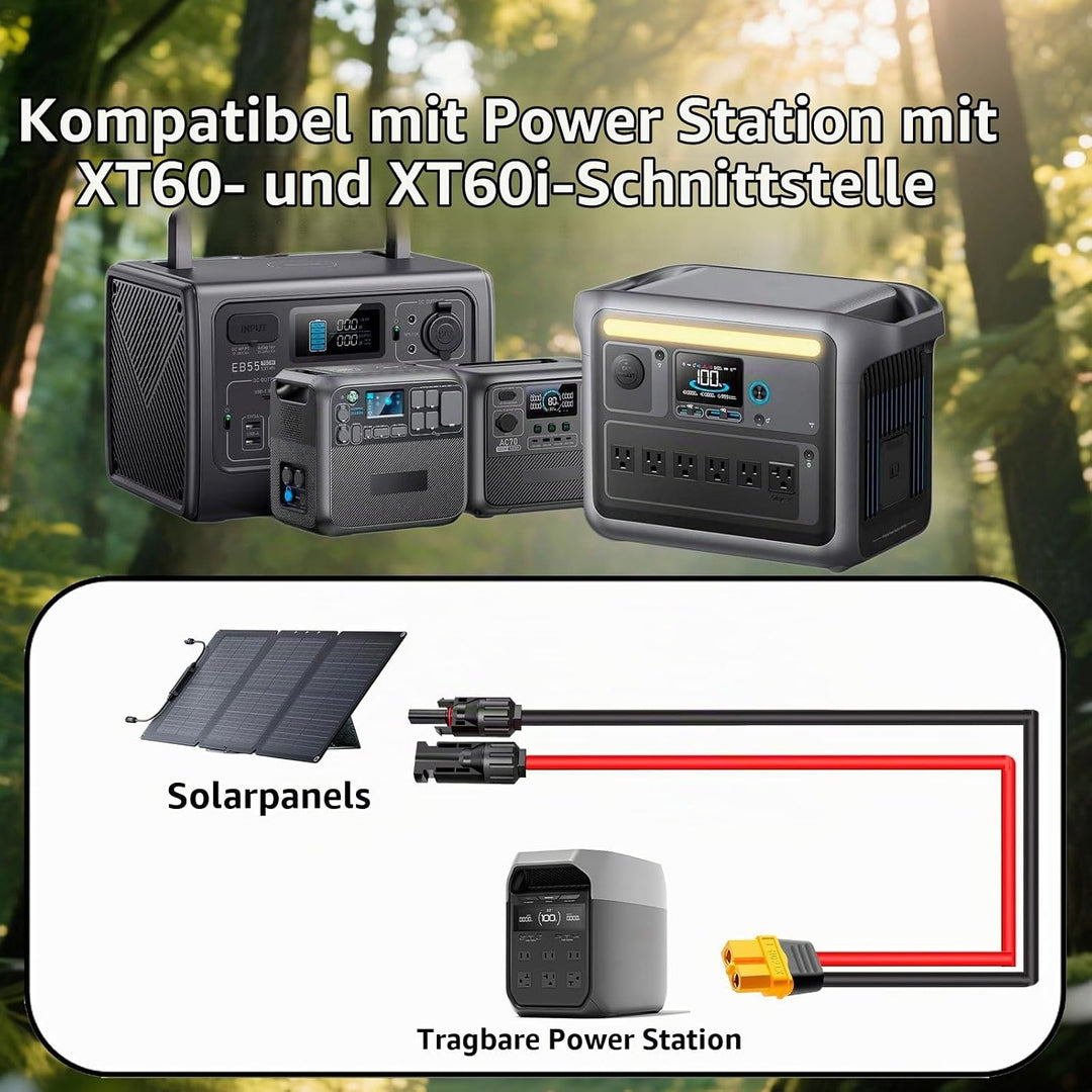 Solar auf XT60 Ladekabel 3,5m 12FT 12AWG Solarkabel 4mm2 Wasserdich Kompatibel mit Ecoflow Delta Pro