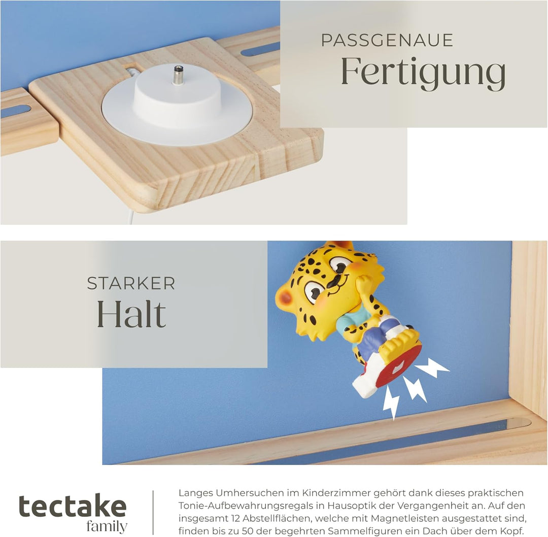 tectake® Holz Regal mit Magnetstreifen für Wand Montage, Wandregal für's Kinderzimmer, Aufbewahrung