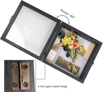 GraduationMall Schwarz 20x20cm 3D Bilderrahmen Tief Objektrahmen Schaukasten Türvitrine Retro Weiss,