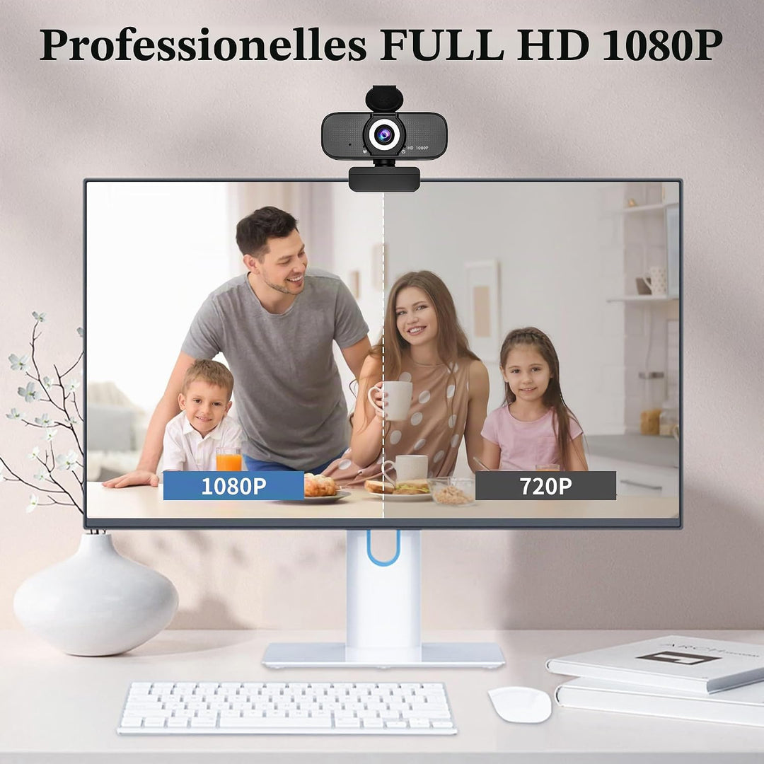 1080P HD Webcam für PC mit Autofokus & Noise Cancelling Mic Plug and Play Computer Kamera für Videok