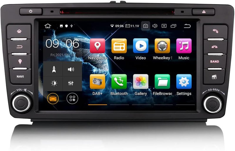 Erisin 8 Zoll Android 11.0 Autoradio mit Navi GPS DVD Player Für Skoda Octavia Yeti WiFi Bluetooth C