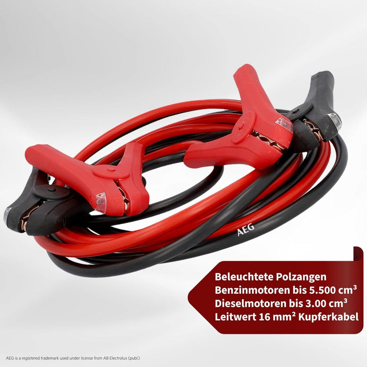 AEG Automotive 10648 Starthilfekabel SP 25 beleuchet in Aufbewahrungstasche, 2 x 3,5m, DIN 72553 2 x