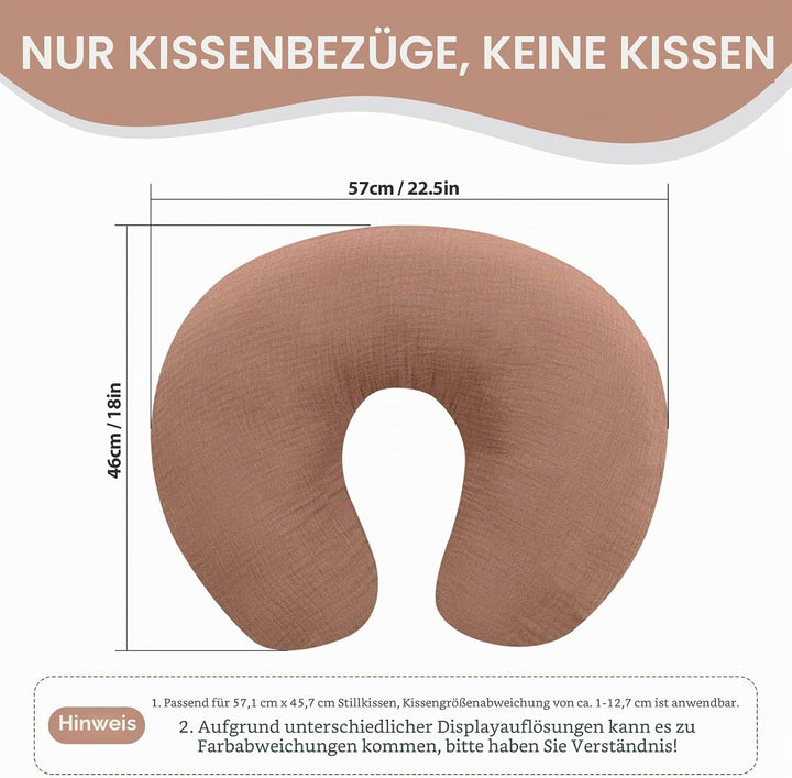 Winmany 2er-Pack Musselin-Stillkissenbezüge aus weicher Baumwolle, Neugeborenen-Stillkissenbezug, Ba