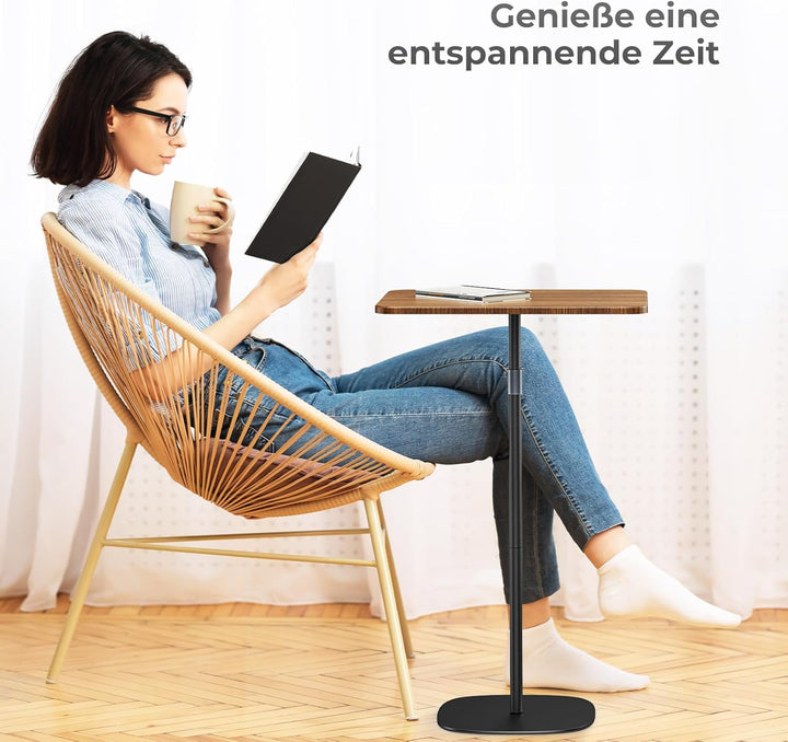 Tragbarer Laptop-Ständer, höhenverstellbarer Beistelltisch für Sofa/Nachtschrank, eleganter Holz-Red