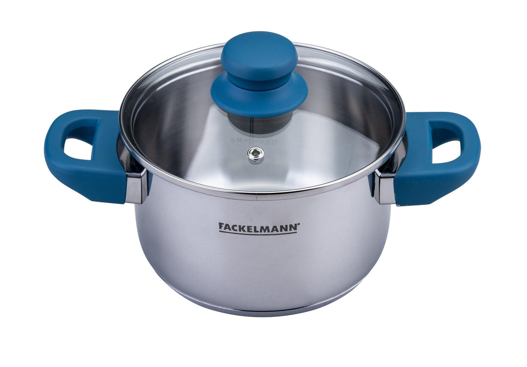 Fackelmann Kochtopf Essential Ø 16 cm, Edelstahl, mit ergonomischen Bakelit-Griffen, für alle Herdar