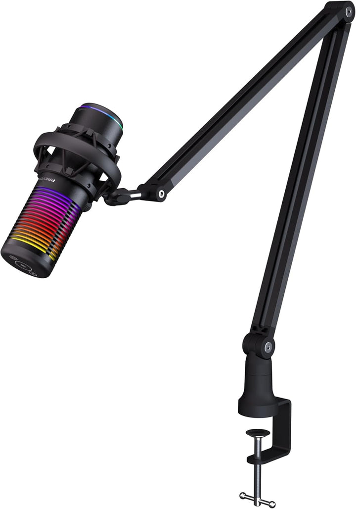 PREYON Gaming Mikrofon PC mit Arm USB Microphone - Podcast Streaming Studio Laptop Stand Mic Zubehör
