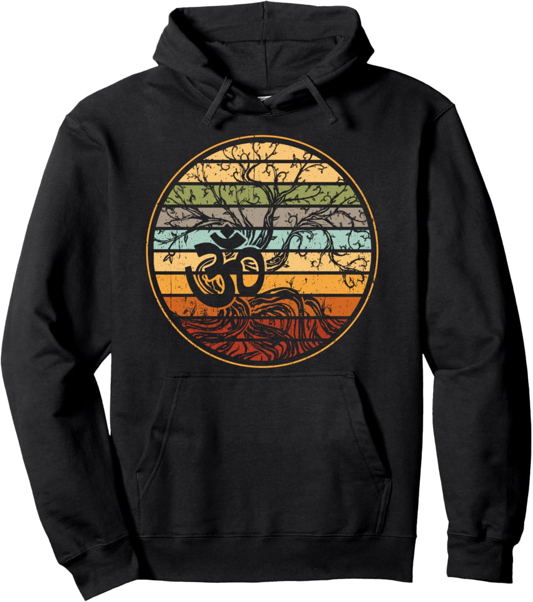 Baum des Lebens mit Om Symbol Yoga Geschenk Retro Pullover Hoodie