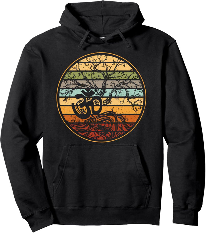 Baum des Lebens mit Om Symbol Yoga Geschenk Retro Pullover Hoodie