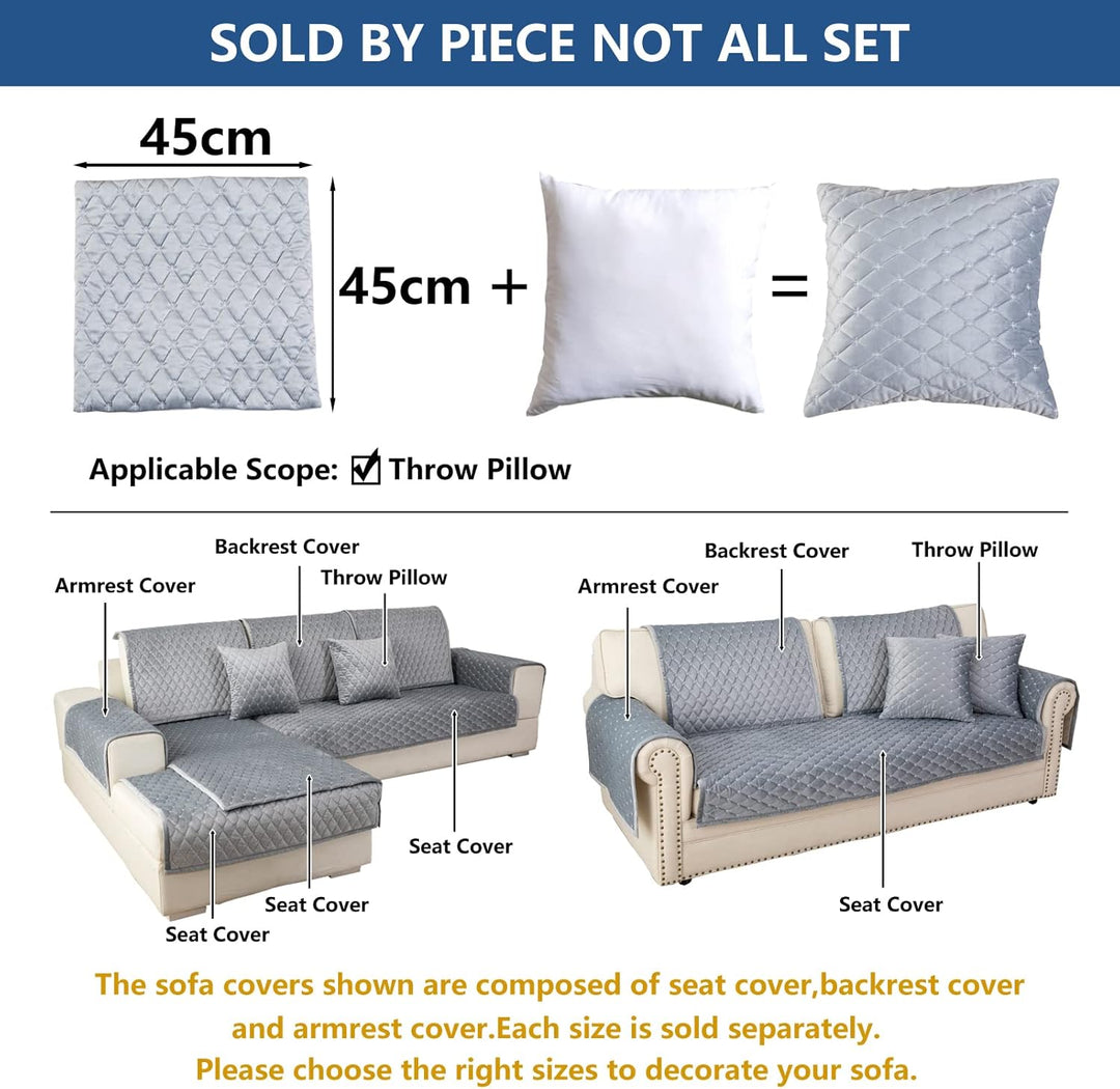 Eismodra Dekokissen,Sofabezug 3 Sitzer,Anti-Rutsch-Couch Überzug für L Form Sofaschoner Chaiselongue