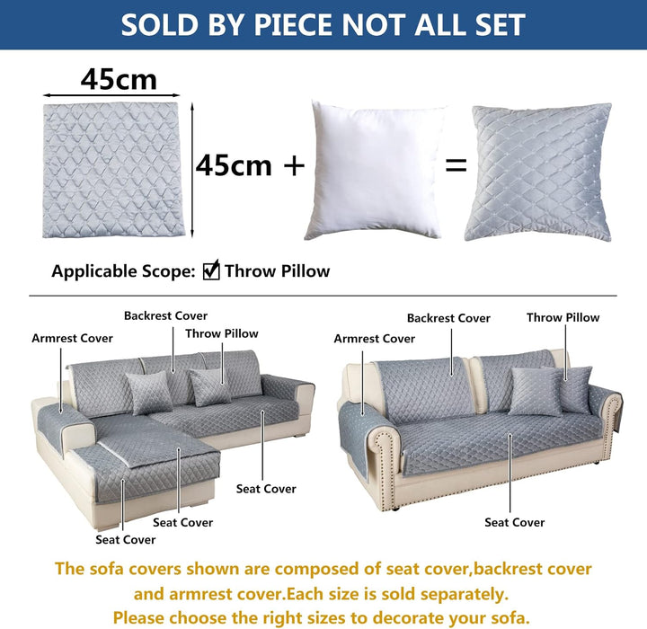 Eismodra Dekokissen,Sofabezug 3 Sitzer,Anti-Rutsch-Couch Überzug für L Form Sofaschoner Chaiselongue