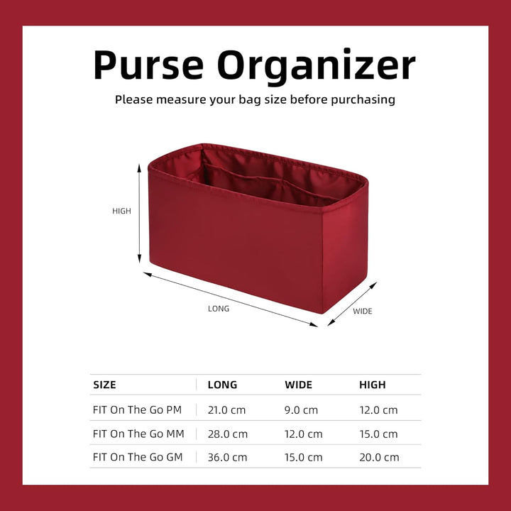 DGAZ Handtaschen Organizer Einsatz für OnTheGo PM/MM/GM Tasche, Seide Tasche in Tasche Organizer, Lu