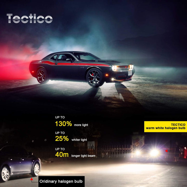 TECTICO H1 P14.5s Fernlicht Halogen Birne 12V 55W Warmweiss +130% Ultra Heller Abblendlicht Nebelsch