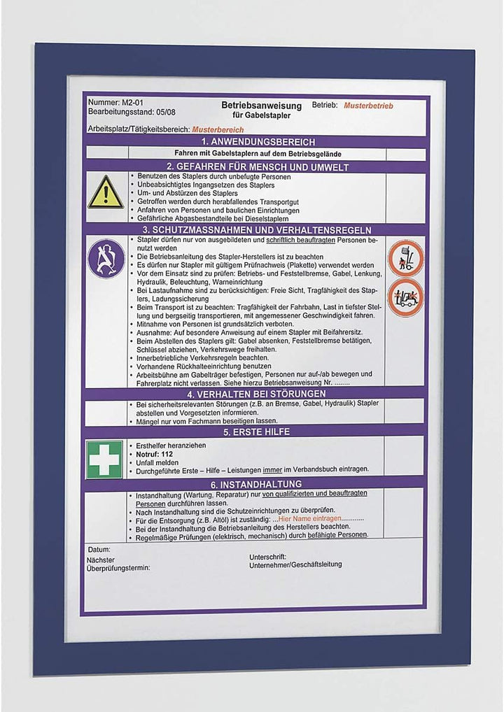 Durable Info-Rahmen Duraframe (A3, selbstklebend mit Magnetverschluss) 6 Stück, dunkelblau, 488307 A