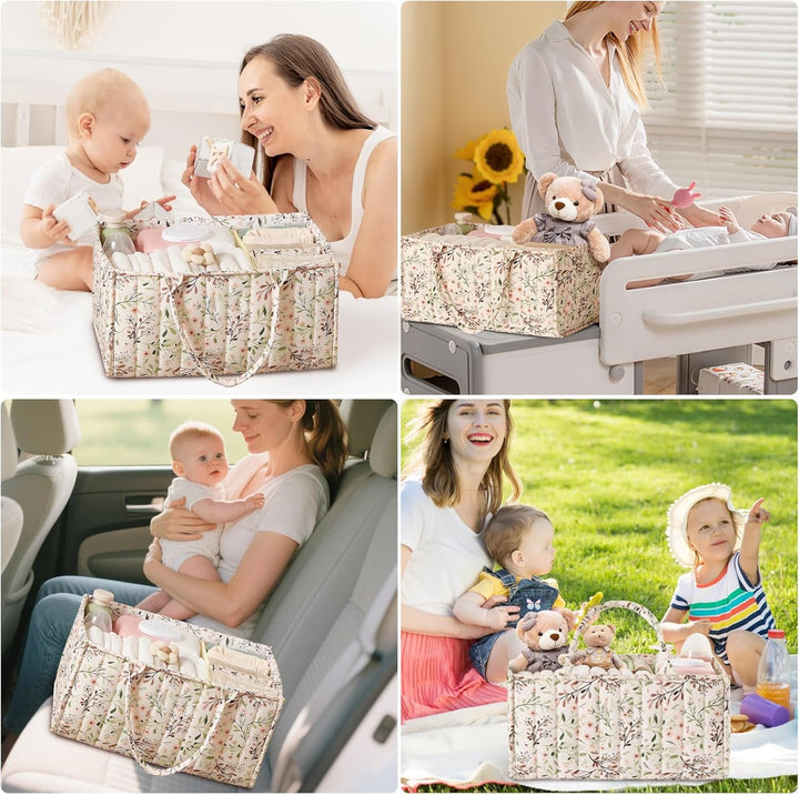 Wickeltasche Organizer, Wickeltisch Organizer, Diaper Bag mit Blumenmuster und Herausnehmbaren Fäche