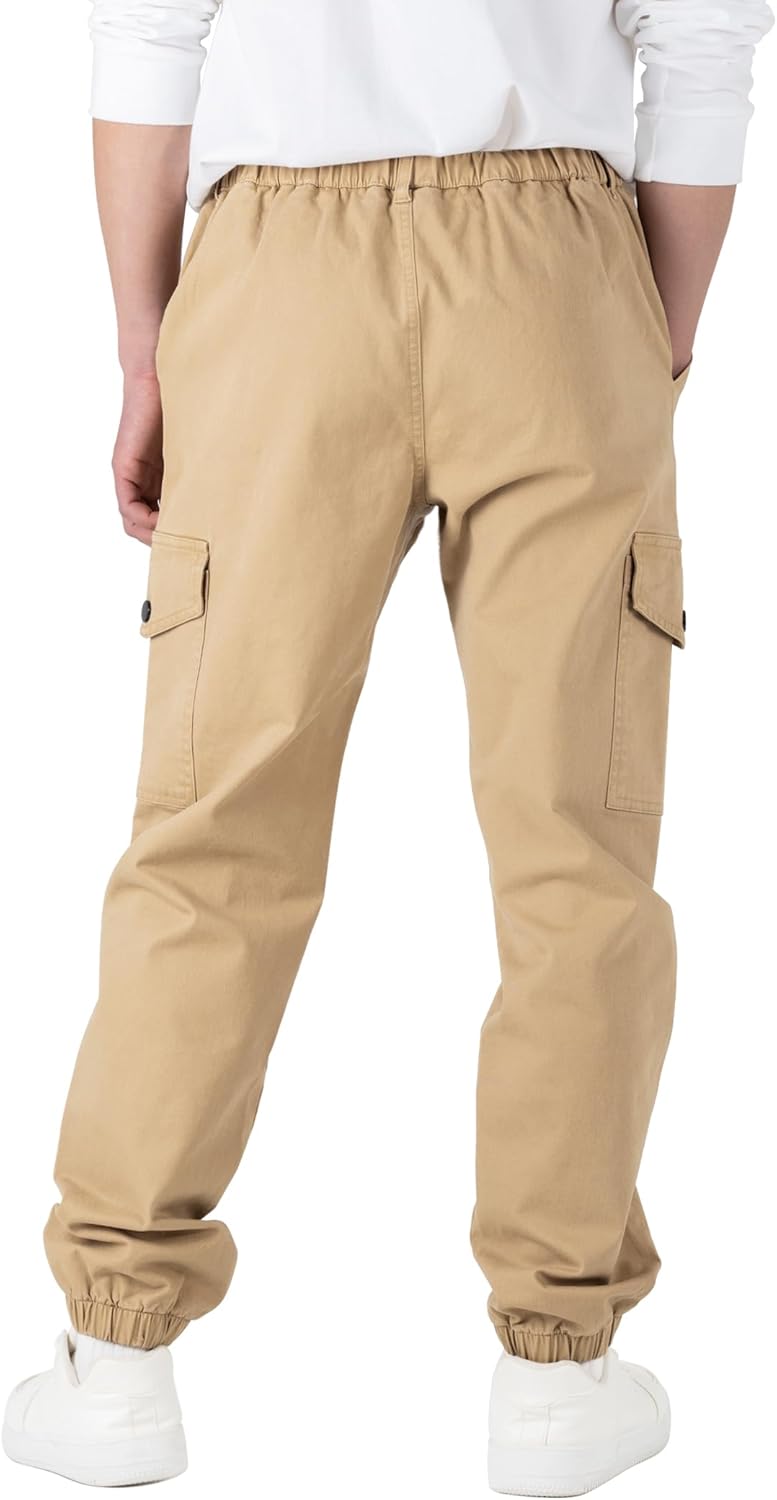 CAMLAKEE Kinder Jungen Cargohose Jogger Hose mit elastischem Bund 140-146 Beige, 140-146 Beige