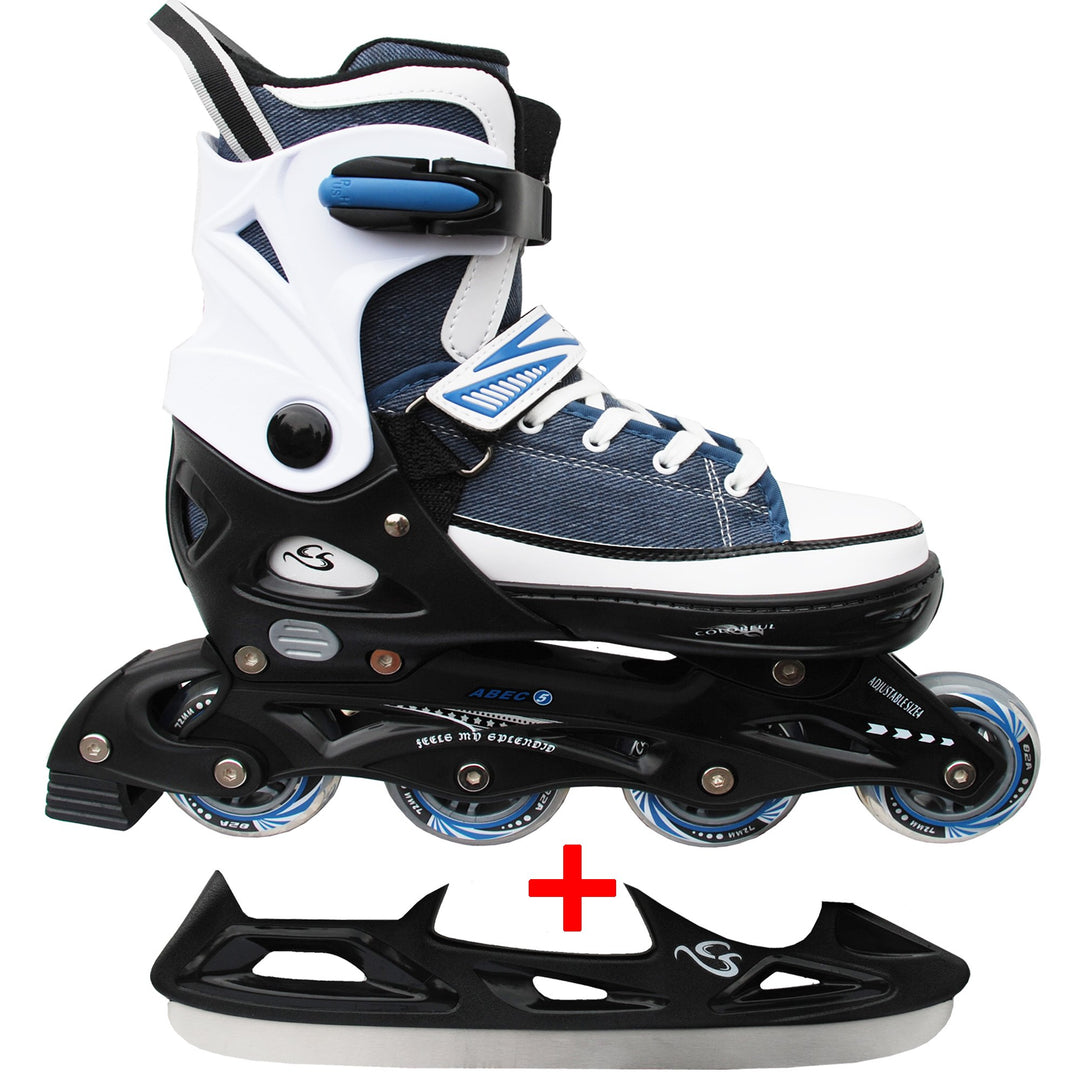 Cox Swain Sneak 2in1 grössenverstellbare Kinder Inline Skates und Schlittschuhe mit PU Gummirollen s