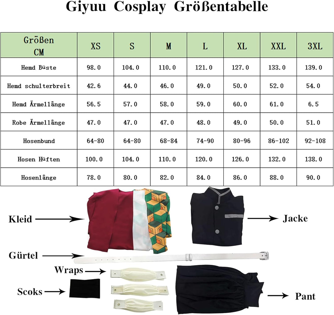 CR ROLECOS Demon Kanroji Mitsuri Cosplay Kostüm Tanjirou Giyuu Vollständiger Kostüm Anime Tokitou Mu
