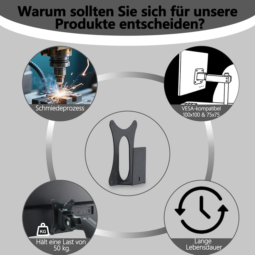 M24h VESA-Adapter kompatibel mit HP Monitoren (passend für M24h, M27h, 527sh, 524sh) – Wandhalterung