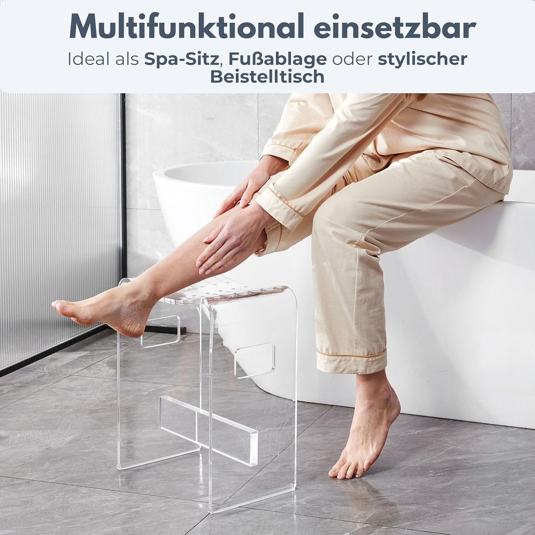 StarK Duschhocker 2 er Set modern aus klarem Acryl – Stabiler Duschstuhl bis 120 kg belastbar | Desi