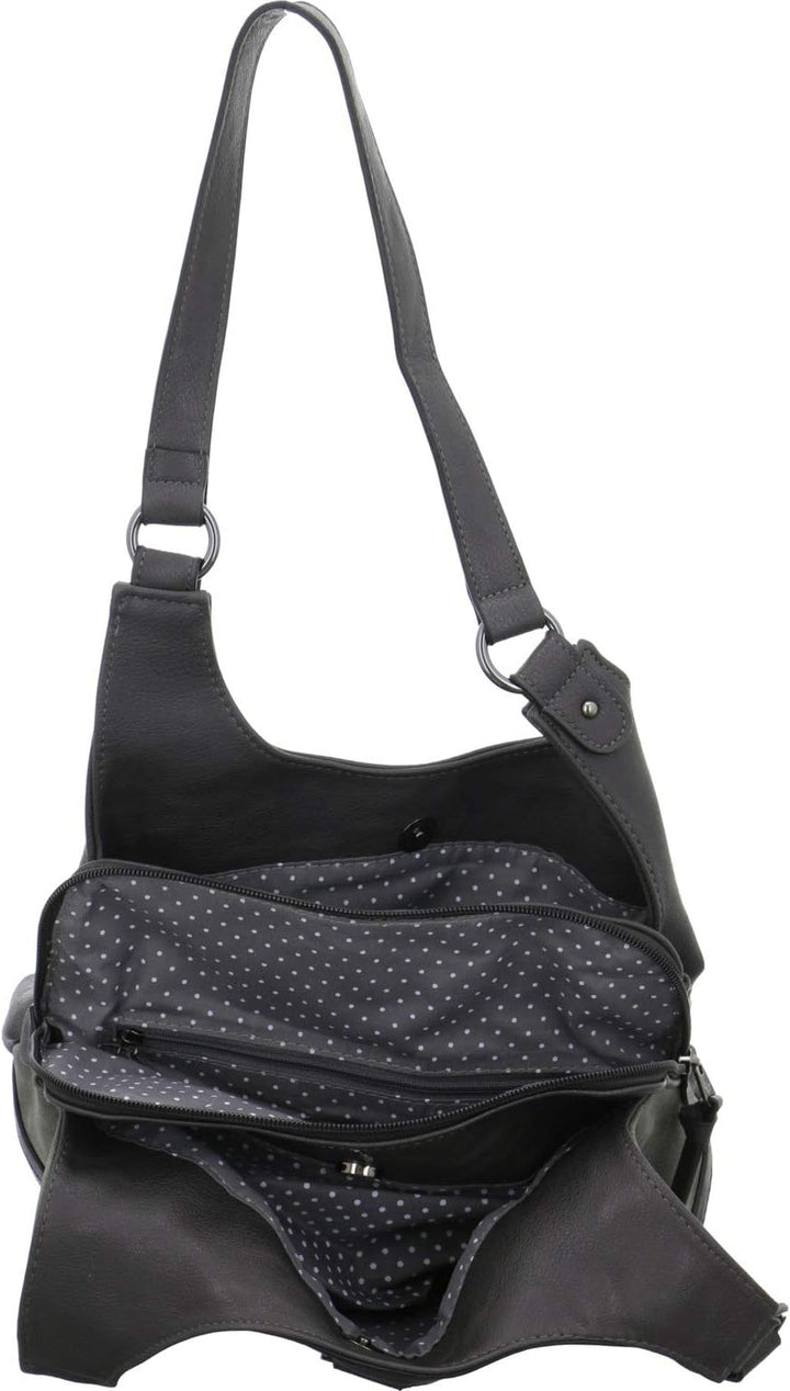 TOM TAILOR bags Juna Damen Shopper Umhängetasche Reissverschluss Klein 31 x 14 x 29 Grau, 31 x 14 x