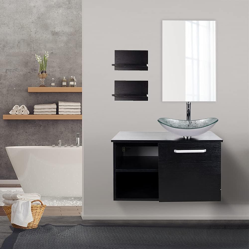 YU YUSING Badmöbel Set Waschbeckenunterschrank Badezimmerschrank mit Waschbecken Unterschrank Spiege