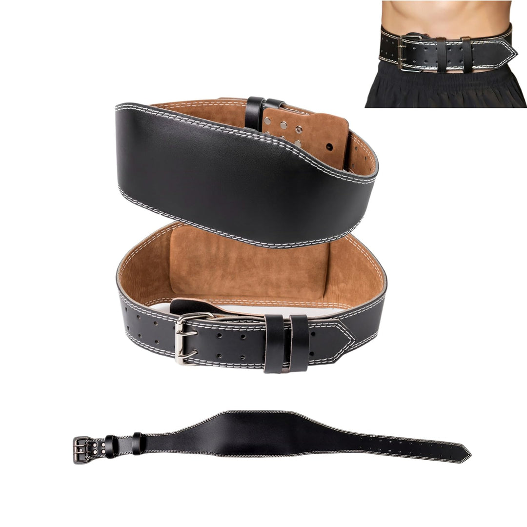 Gewichthebergürtel Leder 115cm, 15cm Breit, Verstellbar mit 10 Löchern Stahlrollenschnalle Gepolster