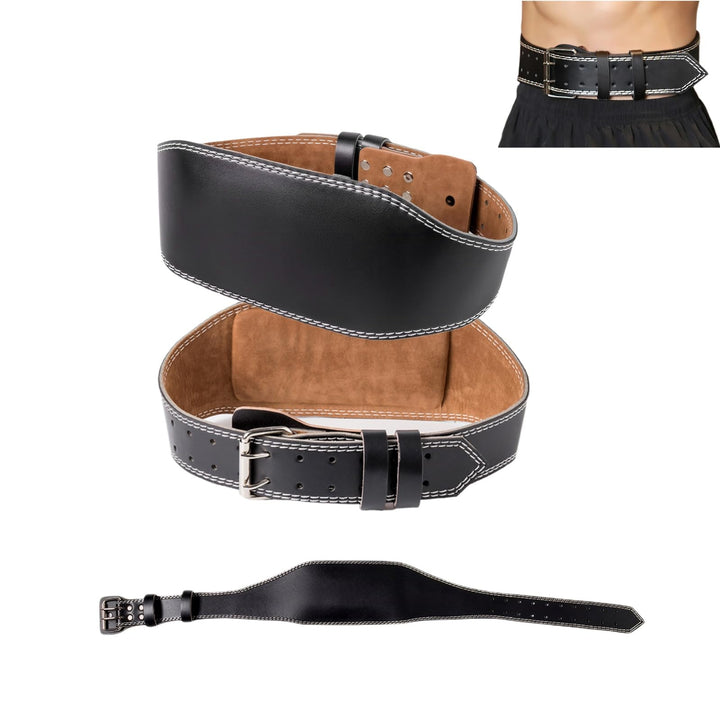 Gewichthebergürtel Leder 115cm, 15cm Breit, Verstellbar mit 10 Löchern Stahlrollenschnalle Gepolster