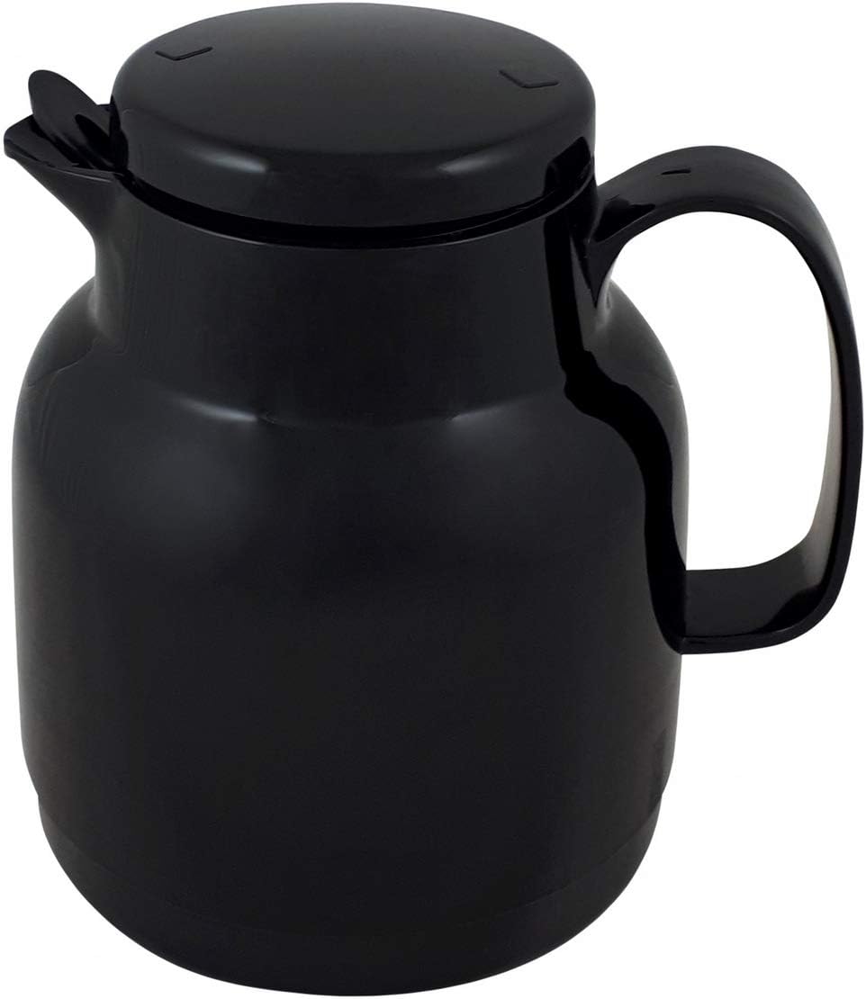 Helios Mondo Kunststoff-Isolierkanne mit Teesieb, Schwarz, 14.2 x 13.6 x 19.3 cm 14.2 x 13.6 x 19.3