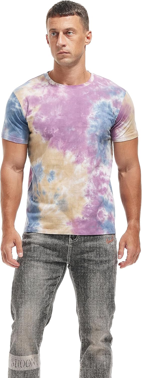 RONOMO Herren Mode Krawatte Dye T-Shirt Casual Print T-Shirt Graffiti T-Shirt M Zr Gelblila, M Zr Ge