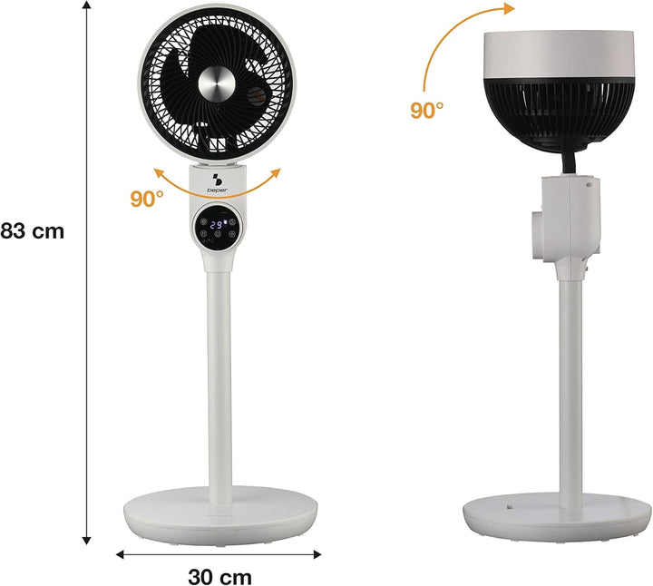 BEPER P206VEN161 Standventilator mit Fernbedienung und LED Display, Luftzirkulation Ventilator Oszil
