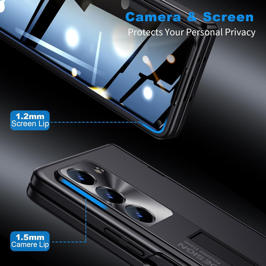 spoovcto for Samsung Fold5 Ständer Hülle： Privatsphäre Bildschirmschutz & Scharnier Schutz & Display