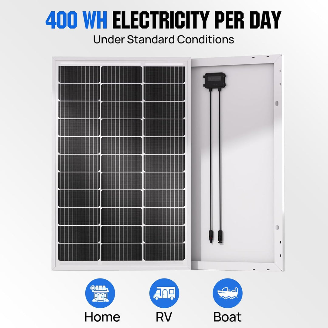 ECO-WORTHY 100W Solarpanel Monokristallines, 12V Solarmodul mit Aluminiumrahmen, Geeignet für 12V Ba