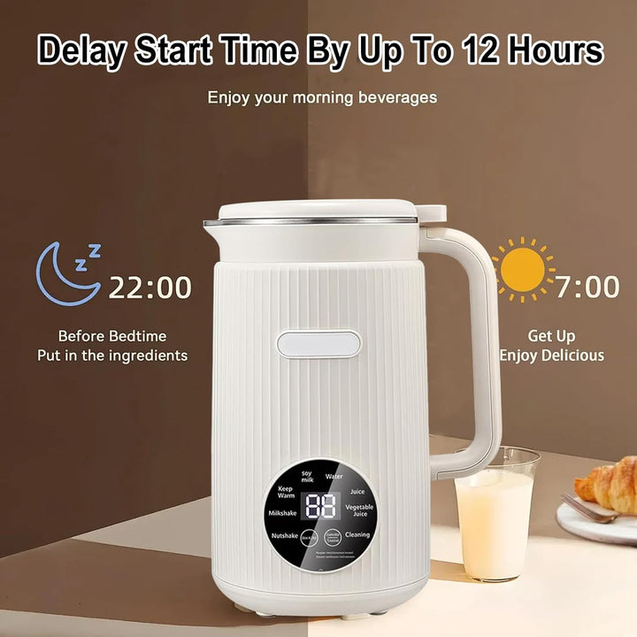Nussmilchmaschine, 1200ml Pflanzenmilchbereiter mit 48 Klingen, LED Anzeige, 8 Stunden Warmhaltefunk