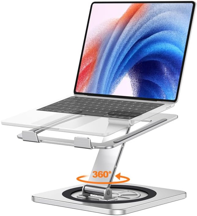 EOIWUY Laptop Ständer mit 360° Drehteller, Verstellbar Laptop Stand, Ergonomischer, Belüfteter, Falt