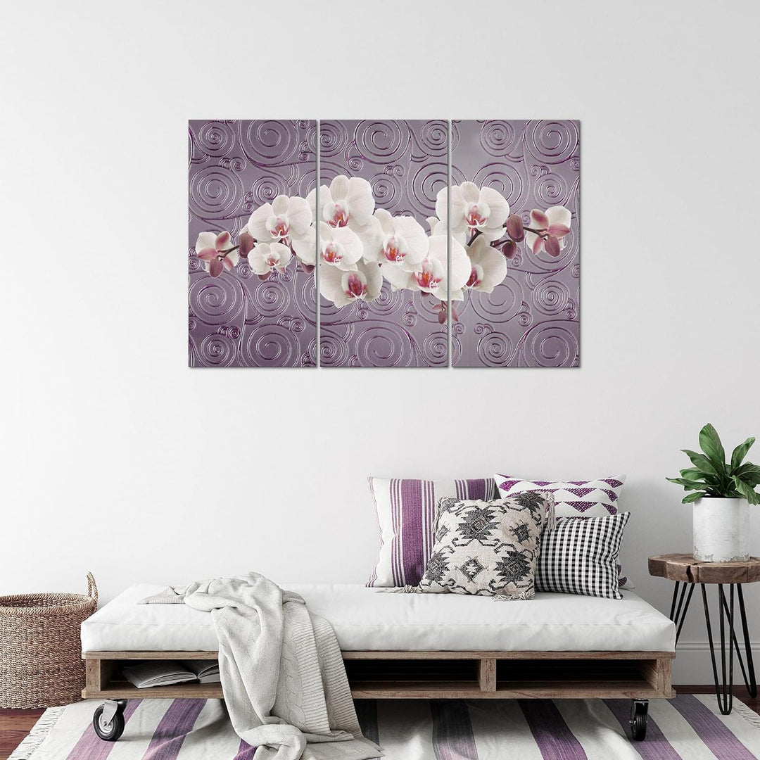 Runa Art Wandbilder Blumen Orchidee Bild XXL Wohnzimmer Schlafzimmer Violett Lila Abstrakt 120 x 80