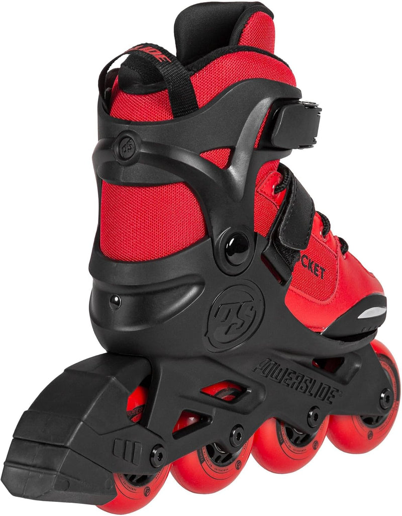 Powerslide Rocket Red, Grösse verstellbar 4-Rollen Kinder Inline Skate, ABEC 7 Kugellager 37-40, 37-